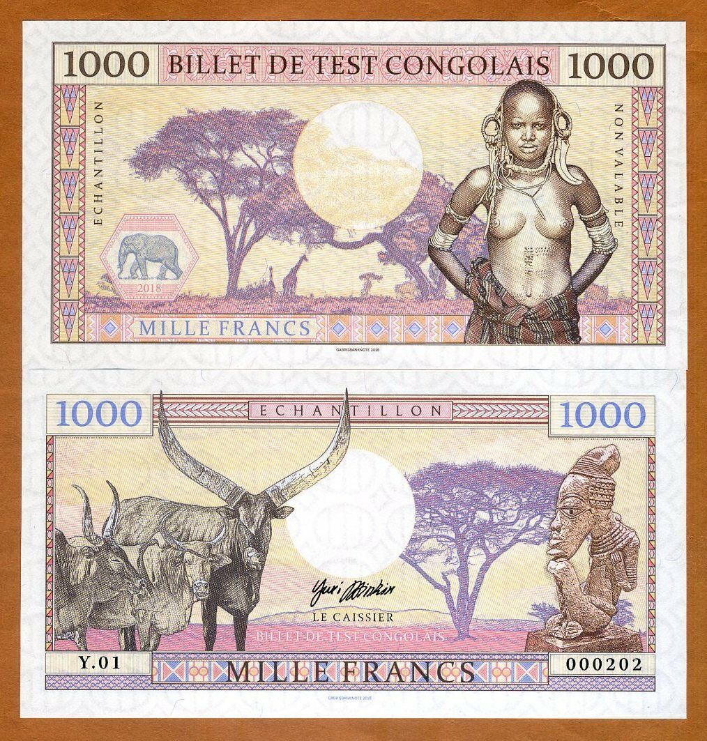 Congo, 1000 Francs, 2018, Private Issue, Specimen, > African Tribal Nude