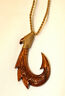 Hawaiian Jewelry Tribal Design Fish Hook Carved Choker/necklace~ Koa Wood #45003