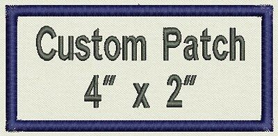 Custom Rectangle Name Patch, Tag, Label 4" X 2" - Iron On / Sew On - Fast Ship