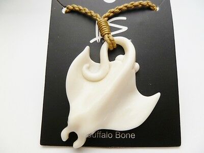 Hawaiian Hawaii Jewelry Sting Ray Bone Carved Pendant Necklace/choker # 35572