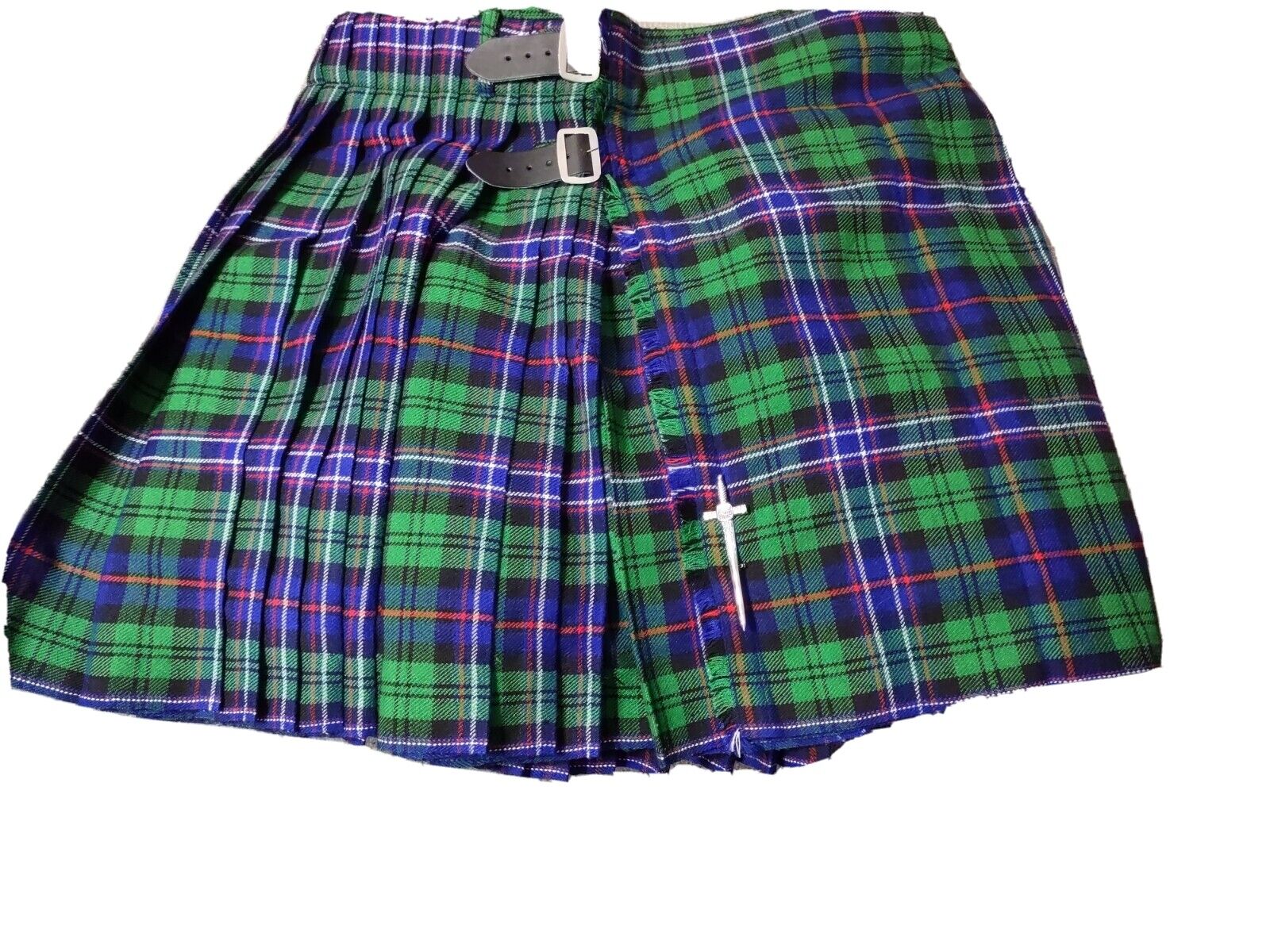 Man's Kilt. Size 40 Waist.  Primary Color Is Green With Blue Red & White Stripes